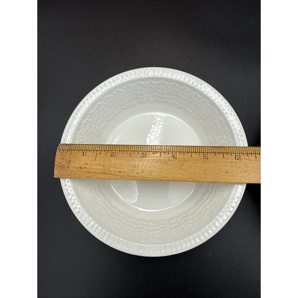 (2) pontesa ironstone spain Cereal Bowl White Leaf Pattern 6 3/8